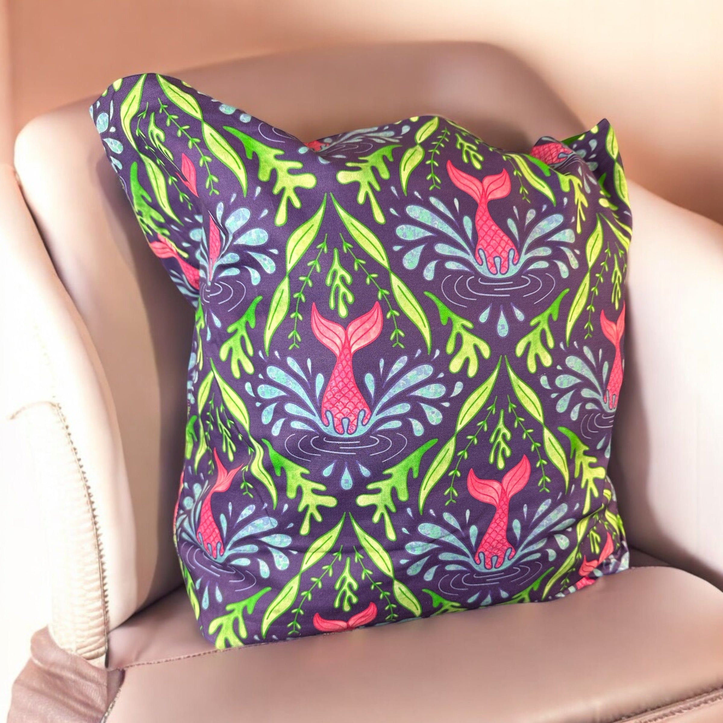 Mermaid tail designed fabric in a tote bag