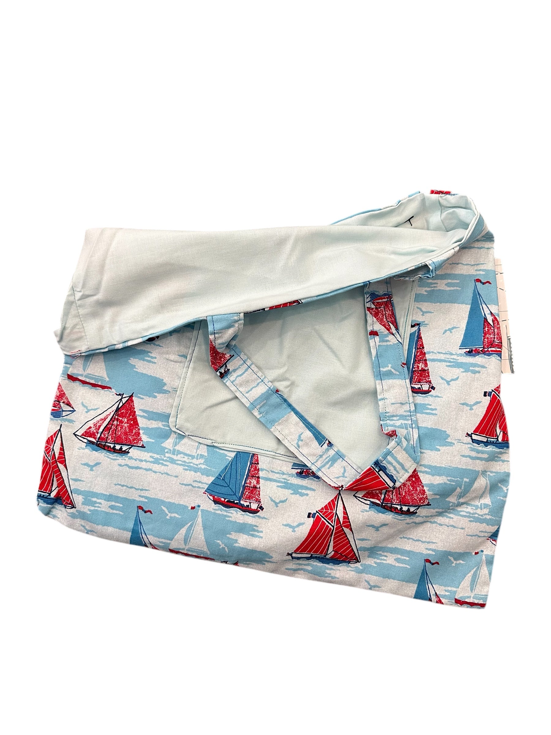 Bag with sailboat pattern on a white background