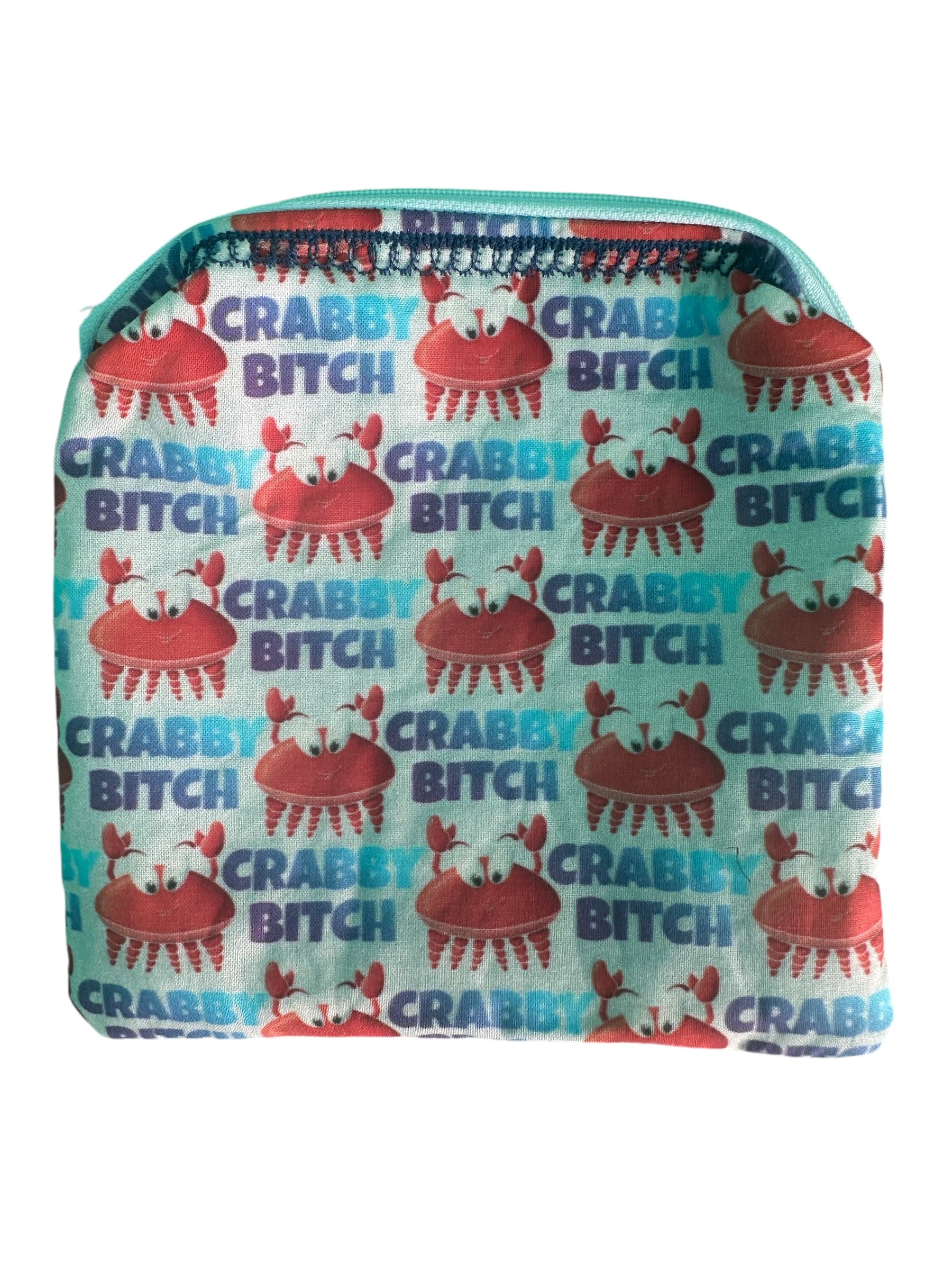 Small Cosmetic Bag- Blue Crabby Bitch Design Evanne's Originals