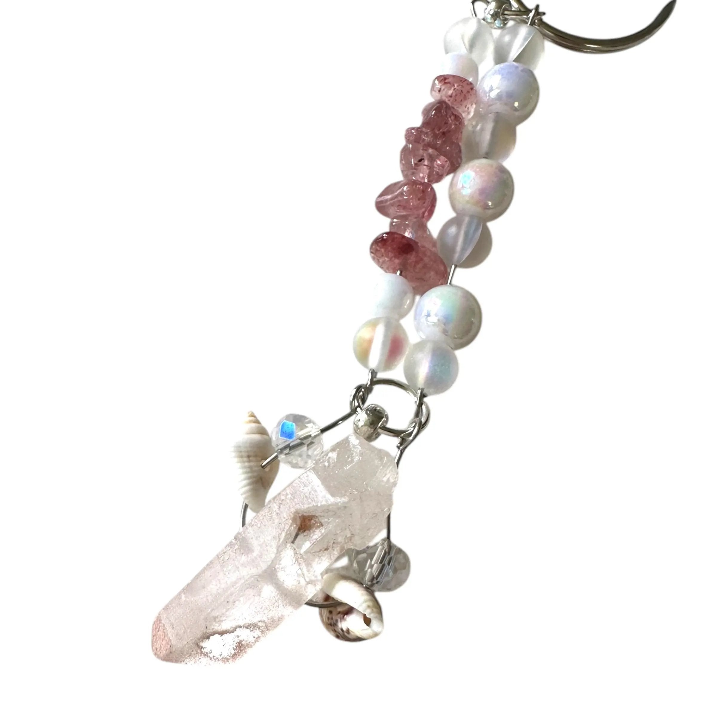 Keychain with crystal and bead design on a white background