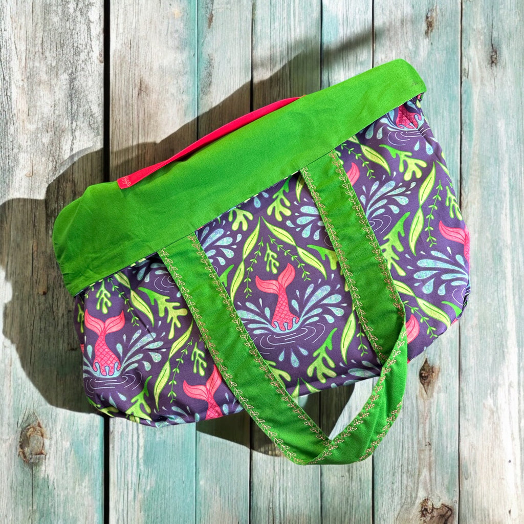 Mermaid tail designed fabric made into a tote bag