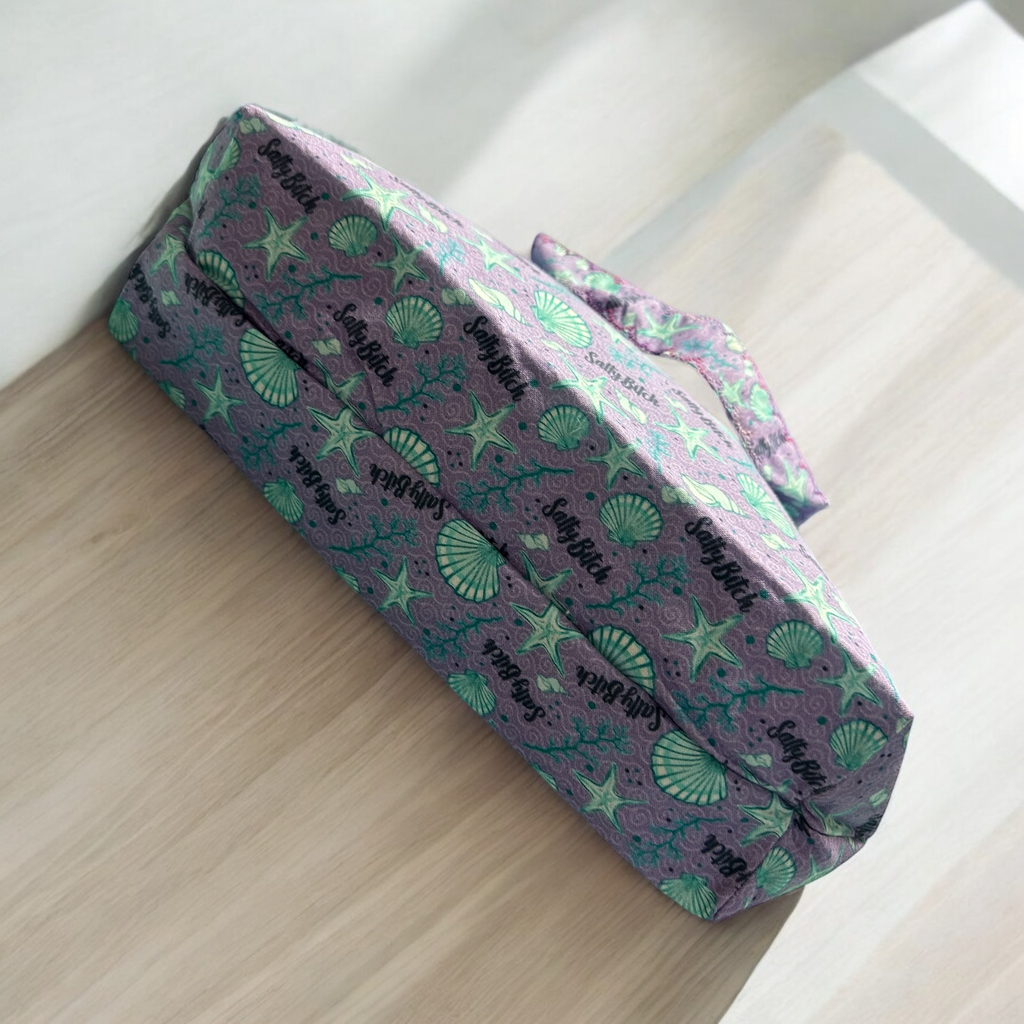 Large Cosmetic Bag With Handles-Purple/Teal Salty BItch Design Evanne's Originals