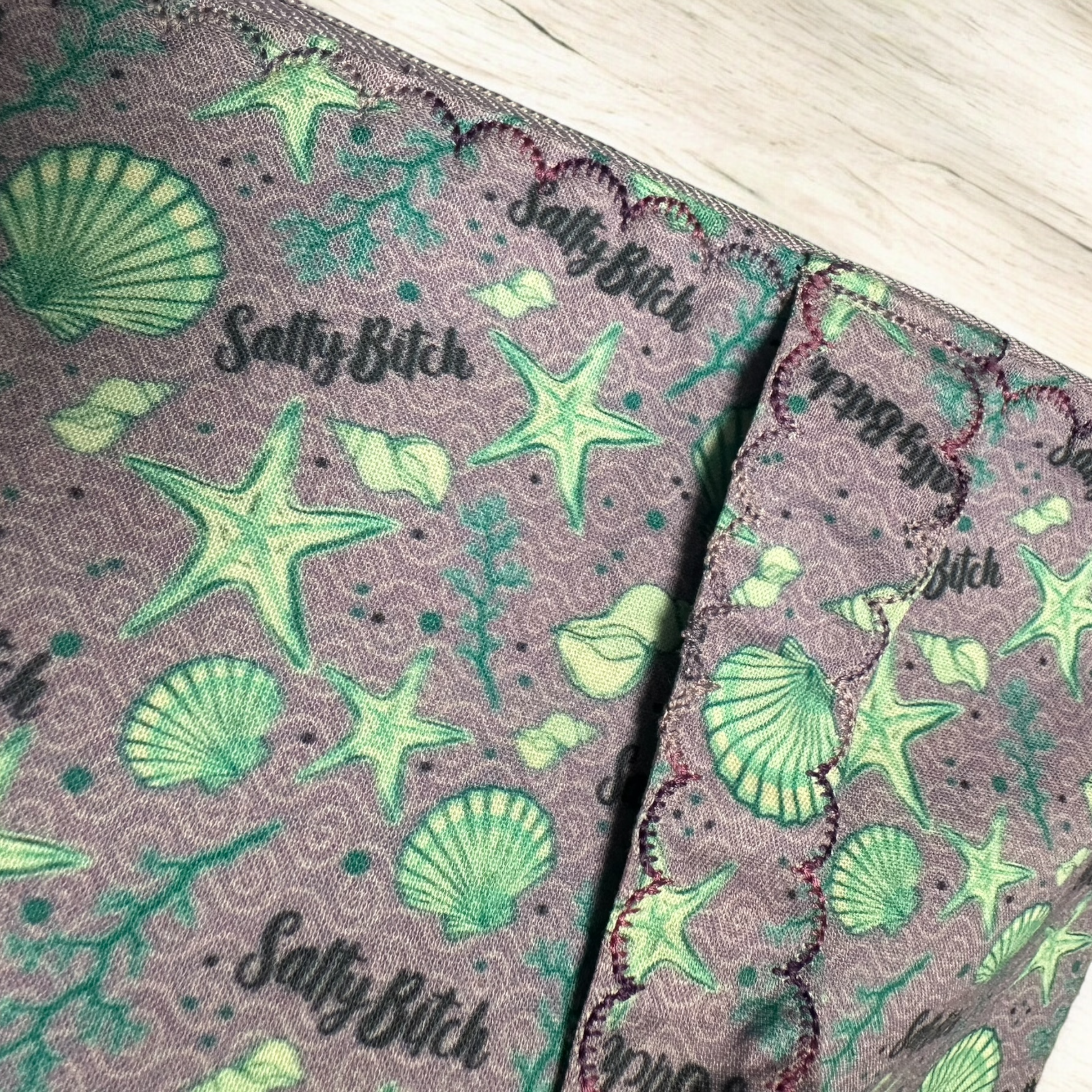 Large Cosmetic Bag With Handles-Purple/Teal Salty BItch Design Evanne's Originals