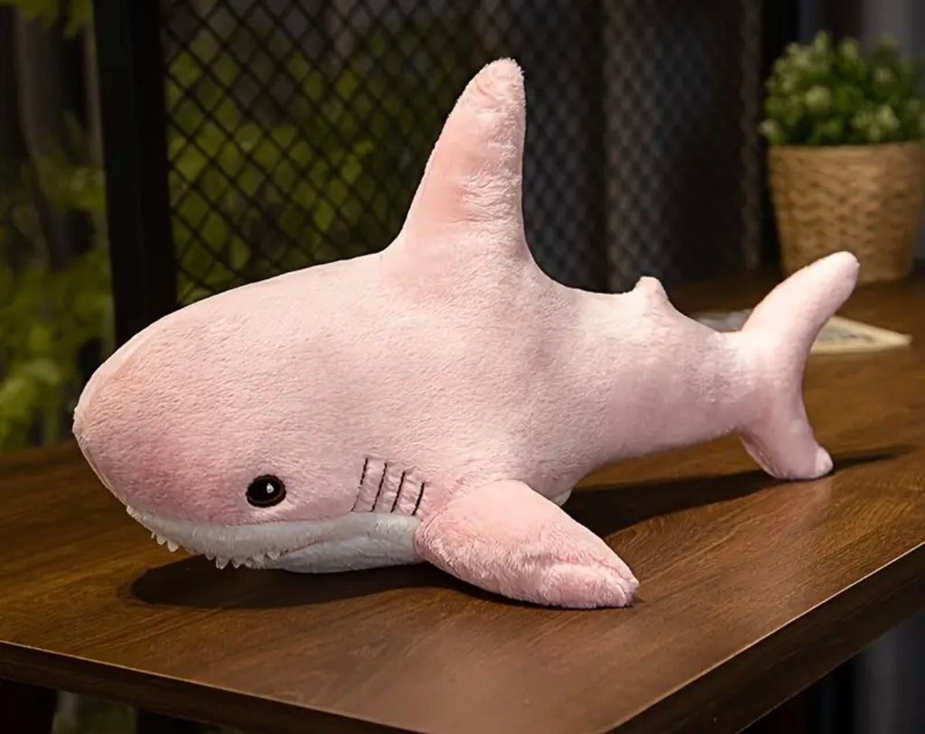Coastal Plush Shark-21” Stuffed Animal in Blue, Gray & Pink