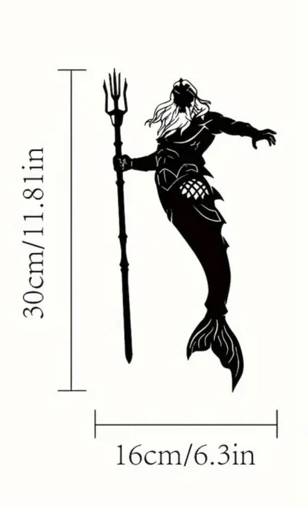 Mermaid silhouette with measurements on a white background