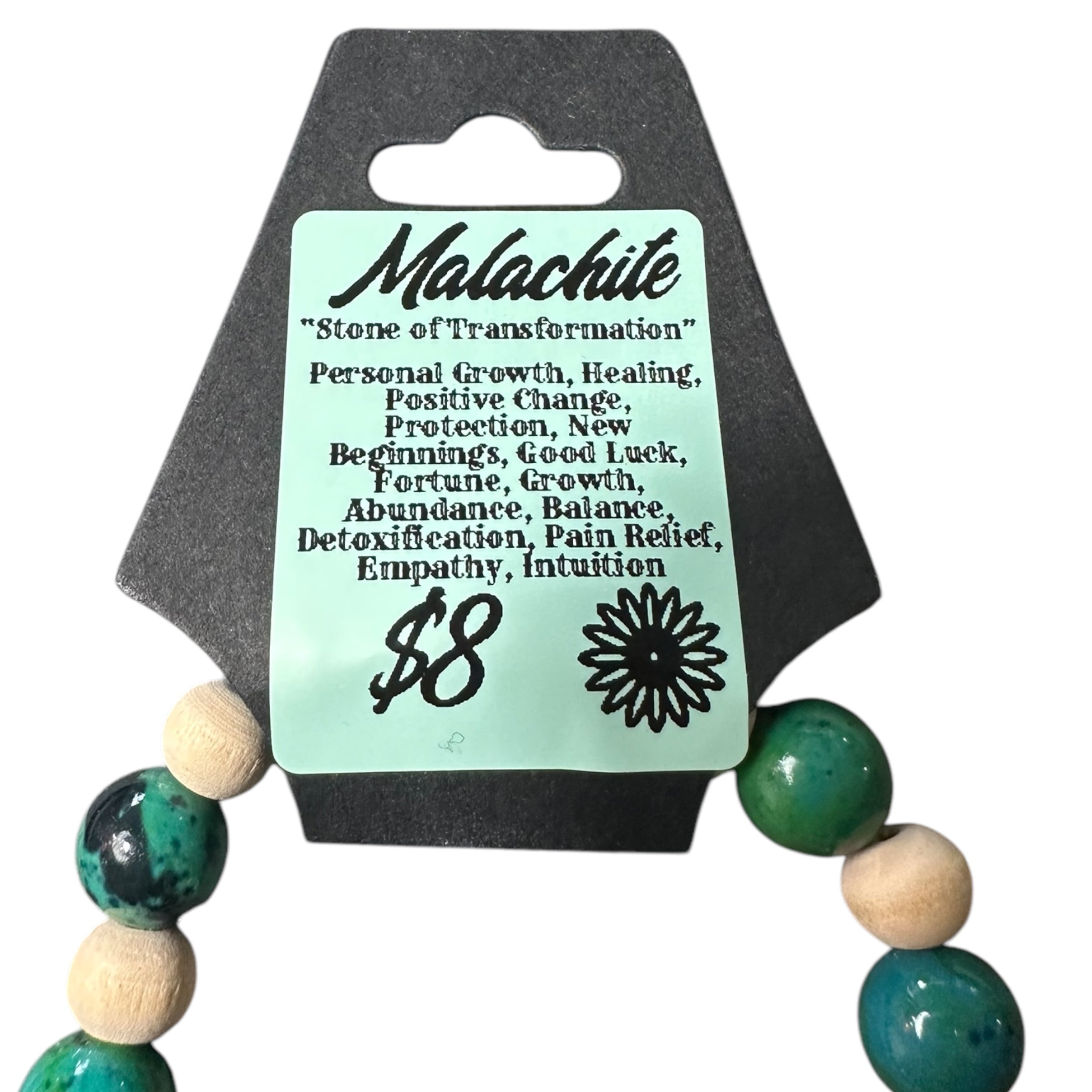 Coral Cove Healing Crystal Bracelet- Malachite & Shell Bracelet Evanne's Originals