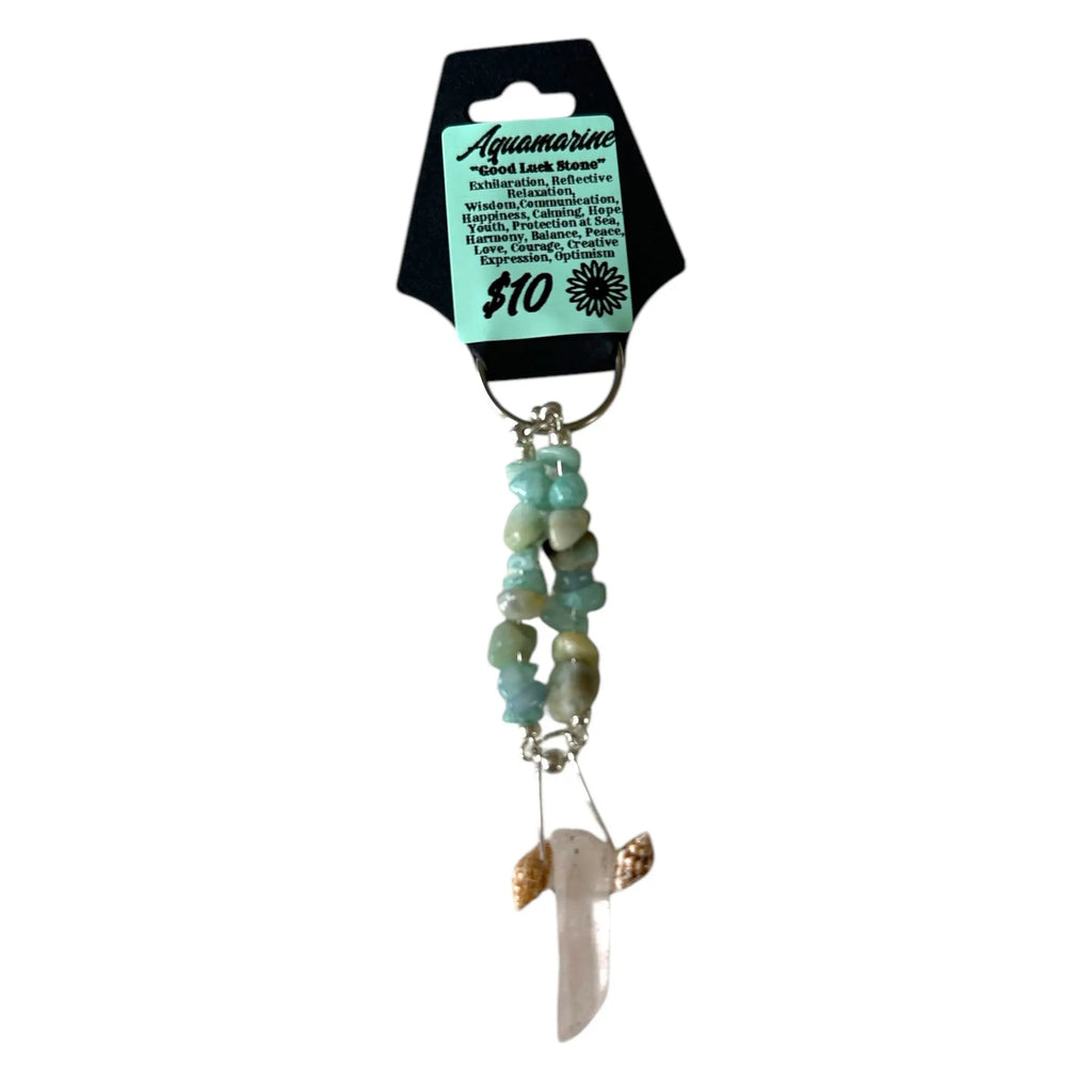 Aquamarine necklace with a pendant on a white background