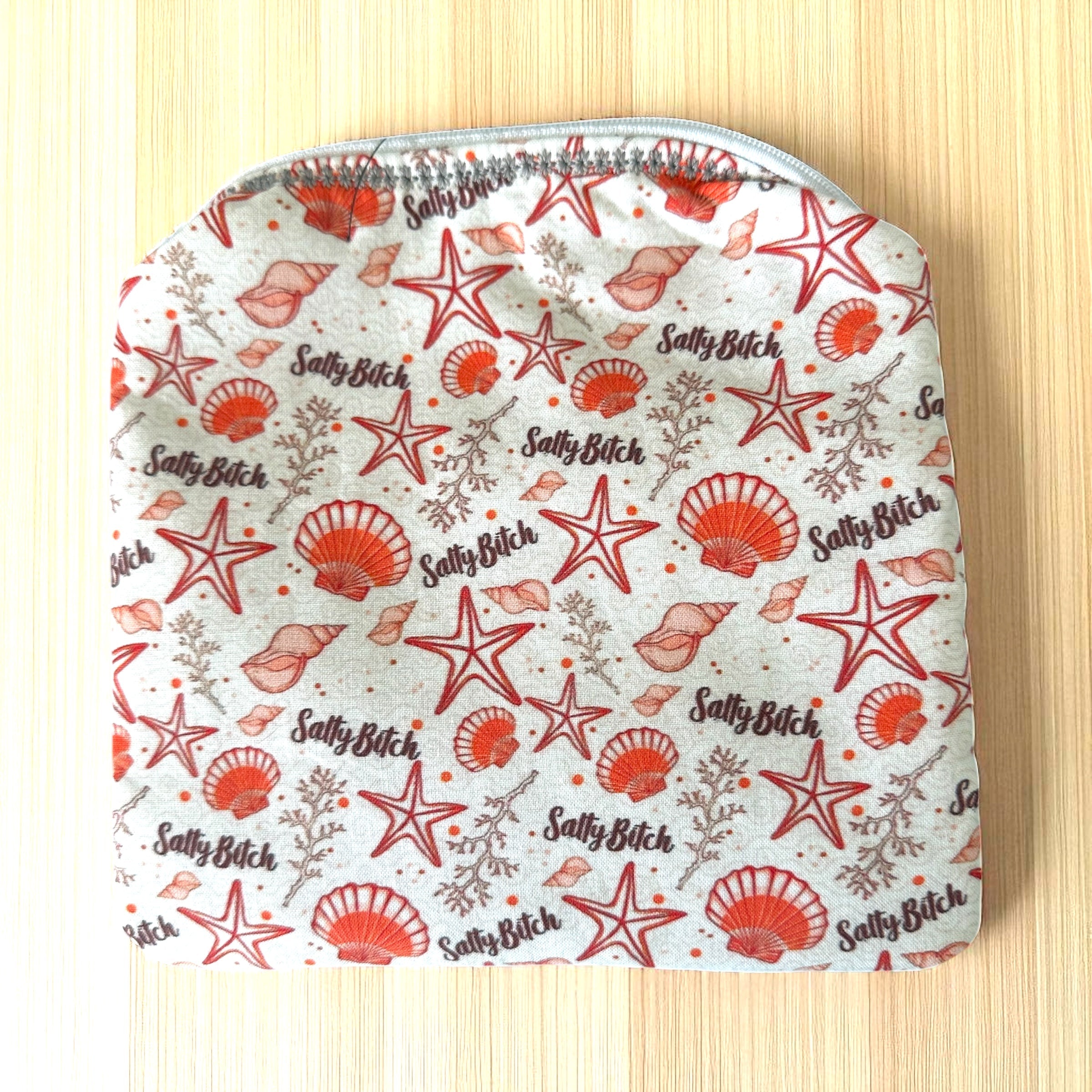 Small Cosmetic Bag- “Salty Bitch” in Orange & Brown Evanne's Originals