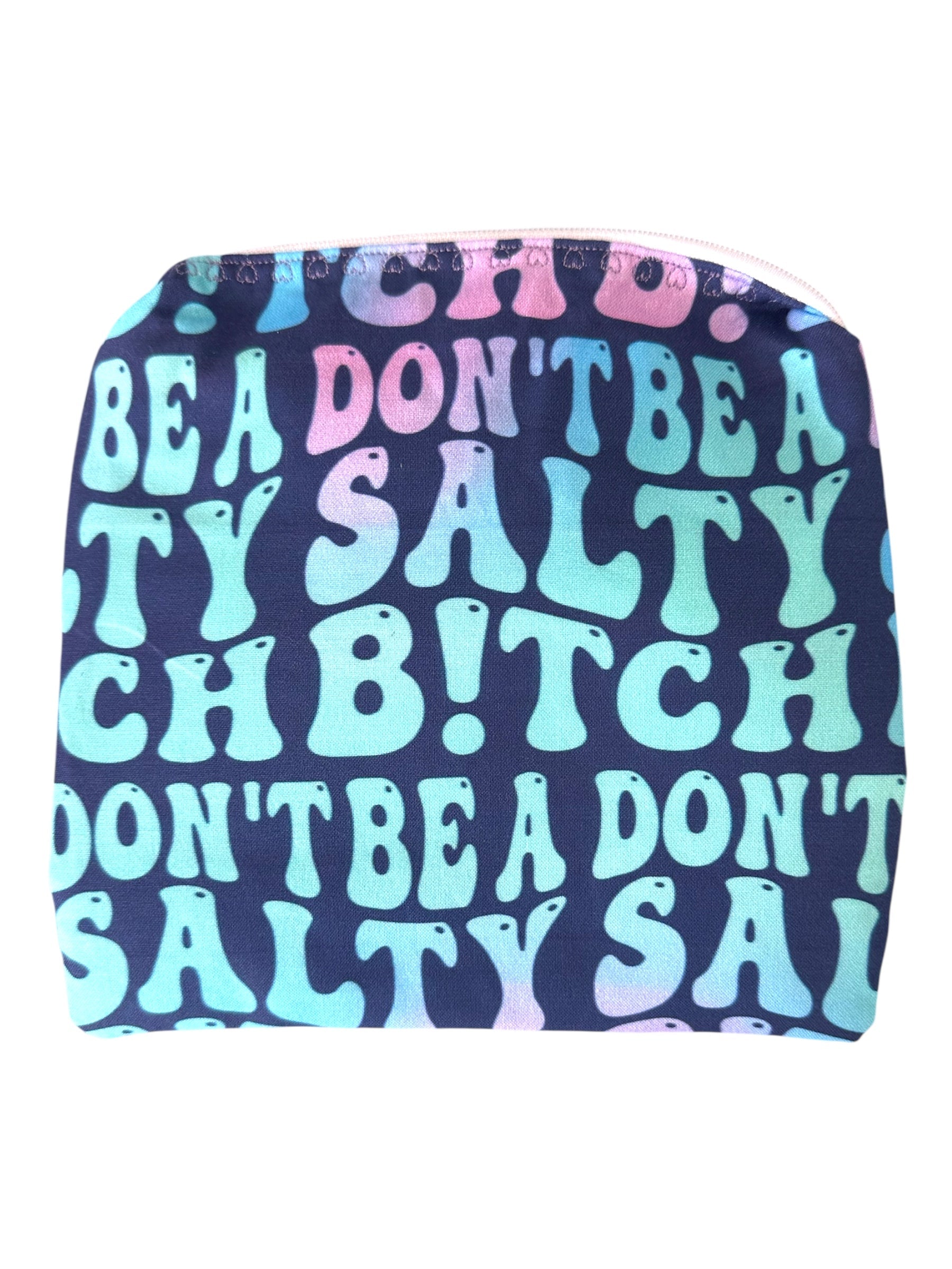 Small Cosmetic Bag- “Don’t Be A Salty Bitch” in Navy Blue Evanne's Originals