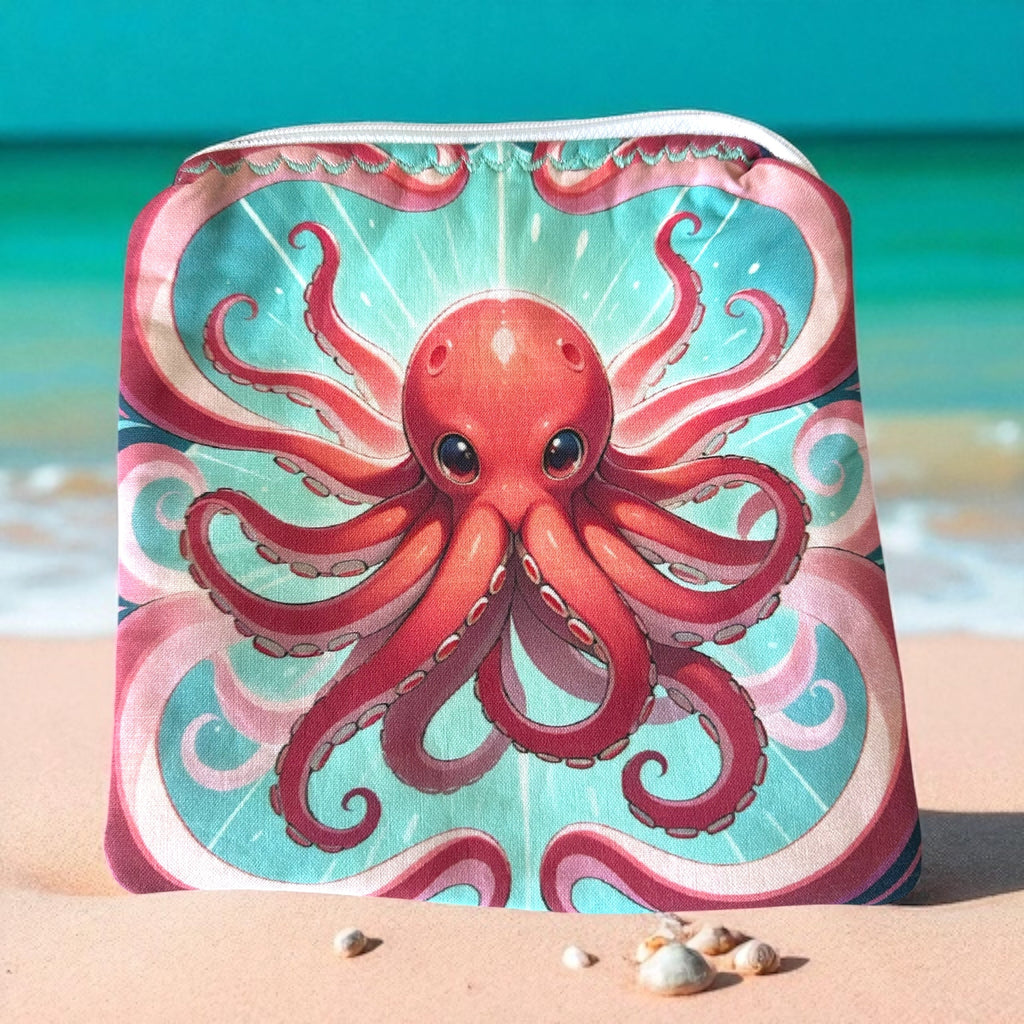 Cosmetic Bag-Octopus Small Cosmetic Bag Evanne's Originals