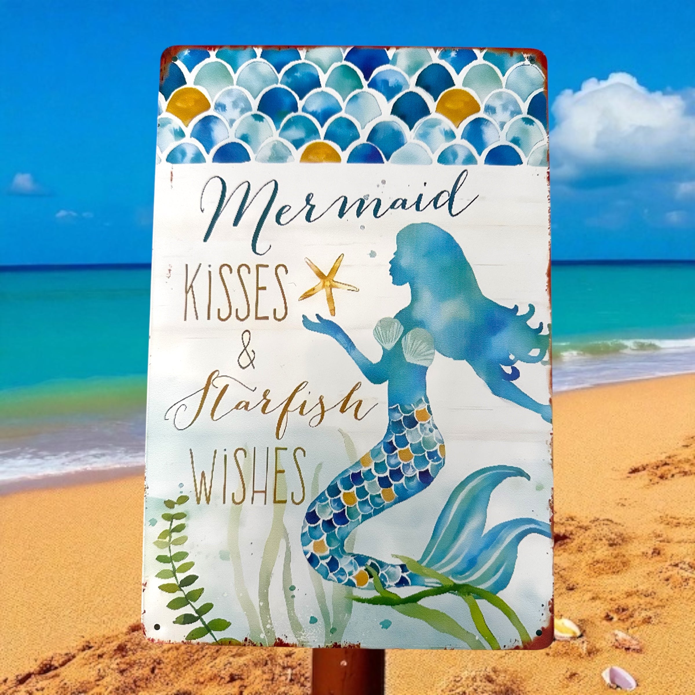 Mermaid Wall Art-Mermaid Kisses Sign Evanne's Originals