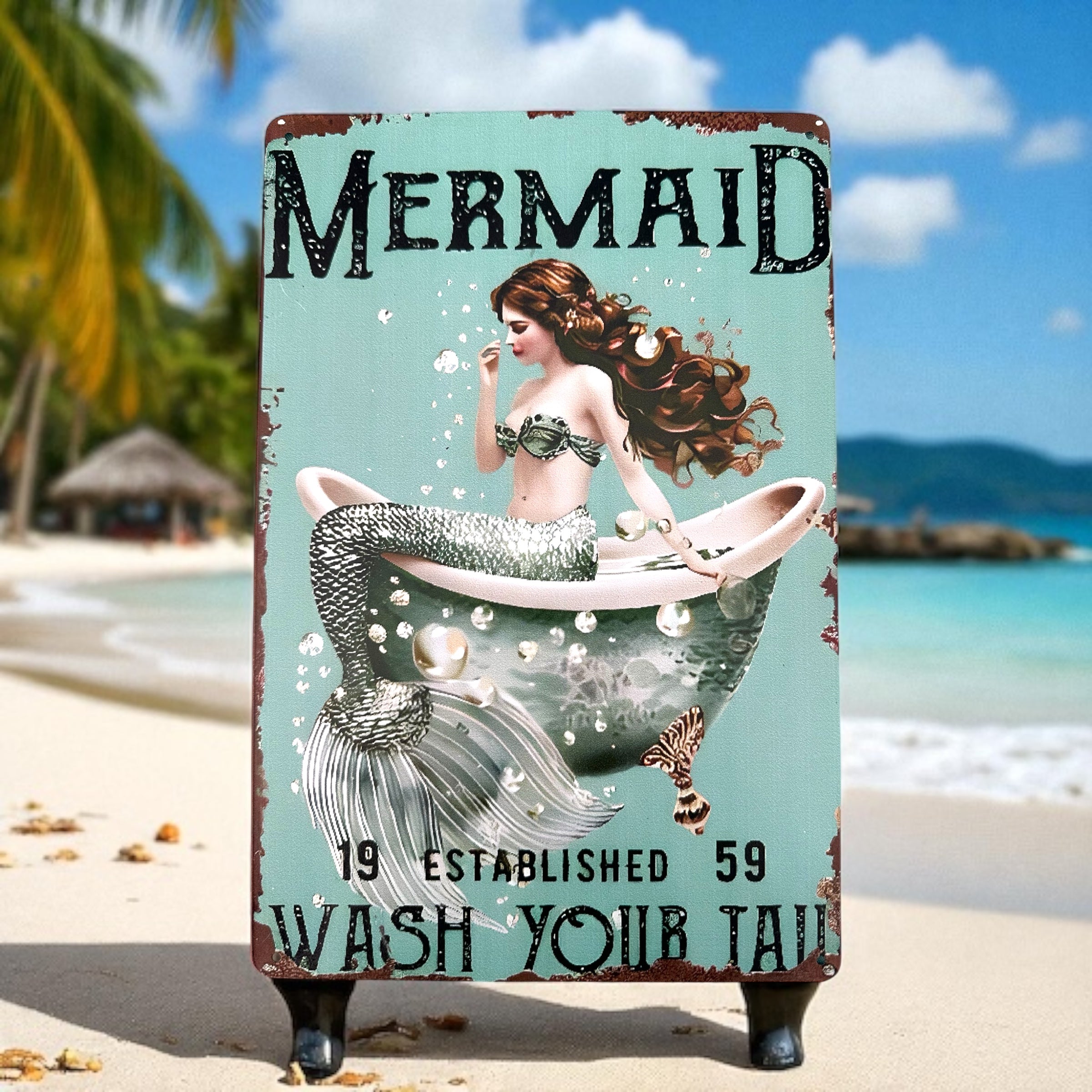 Wash Your Tail Mermaid Sign #1 Evanne's Originals