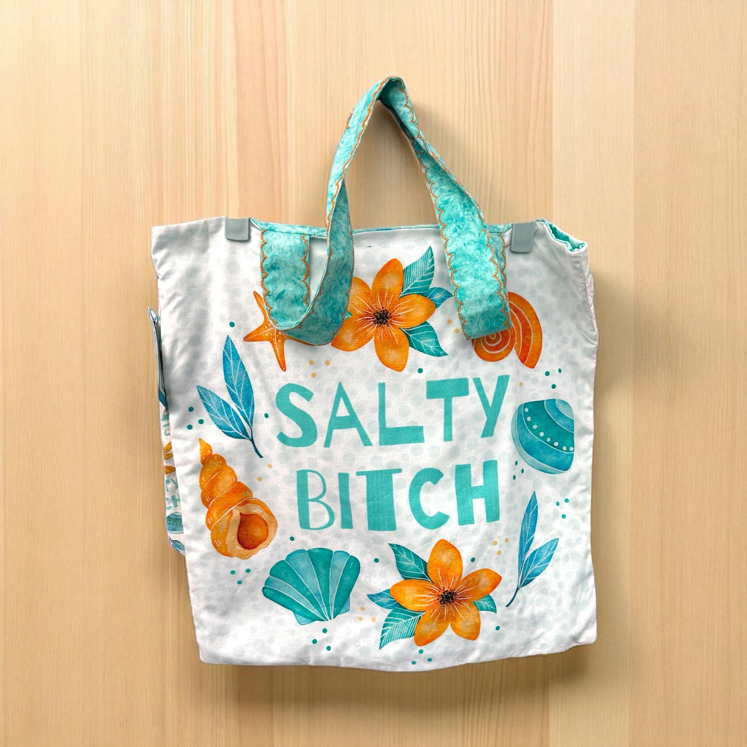 Large Nautical Tote Bag- White Salty Bitch Design Evanne's Originals