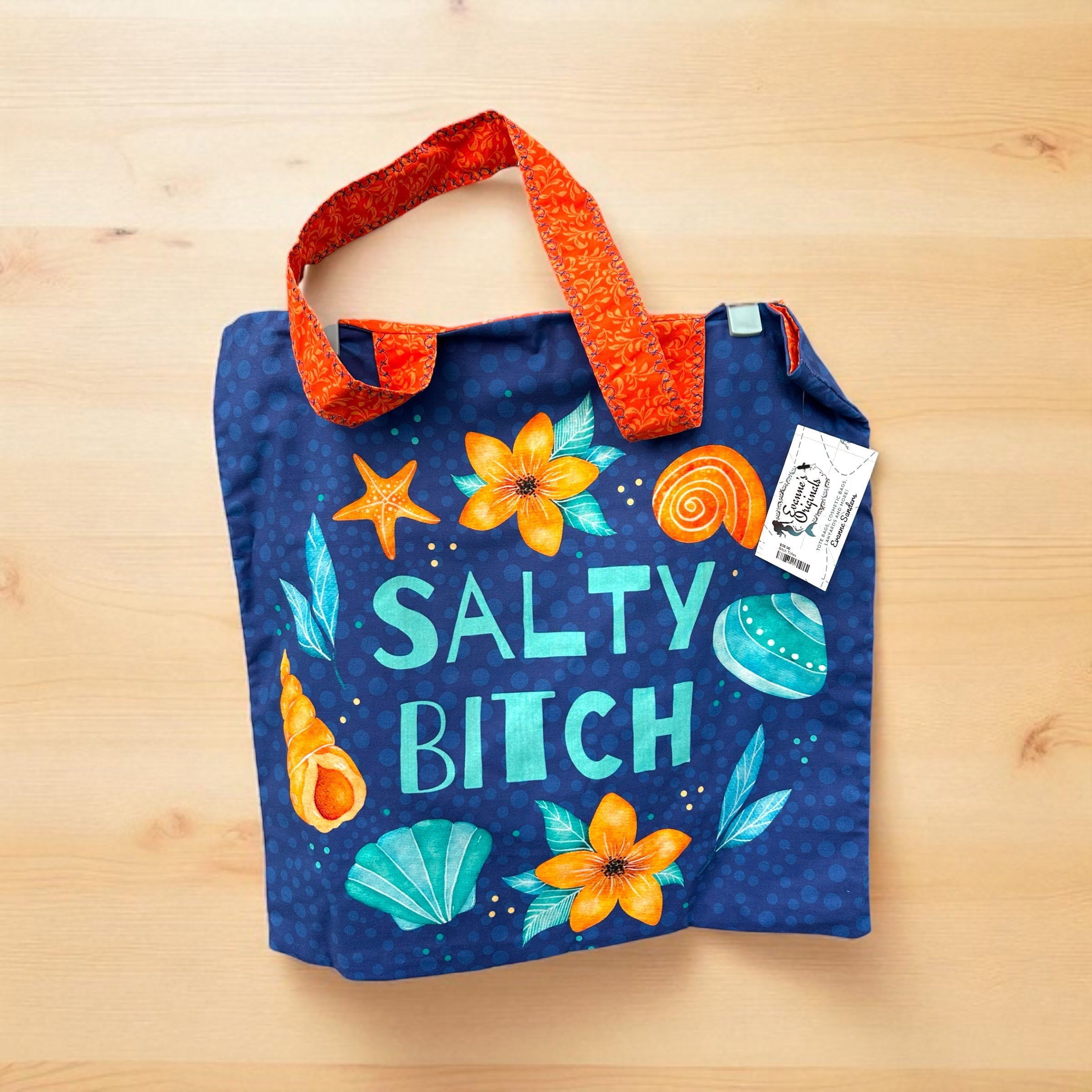 Large Nautical Tote Bag- Blue Salty Bitch Design Evanne's Originals